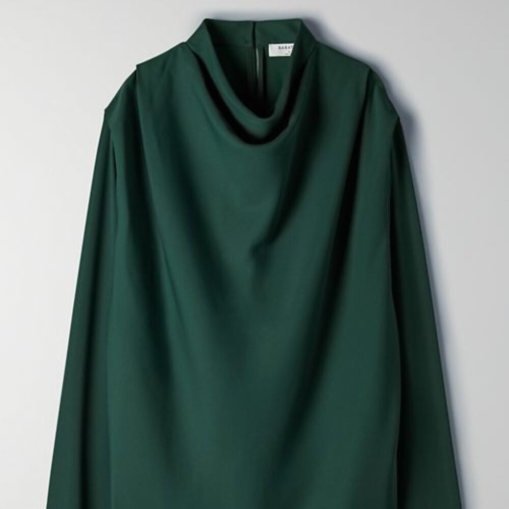 NWT Babaton Aviary Long-Sleeve Blouse in Green
